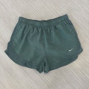 Nike heather green, athletic dry-fit, lined shorts, size Large